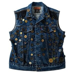 EUC Levi's Blue Denim Jacket Vest Buttons
